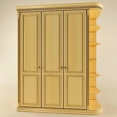 Elegant Open Shelf Wardrobe 3D model image 1 