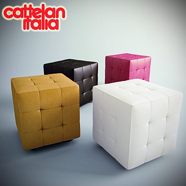 Modern Square Pouf with Wheels 3D model image 1 