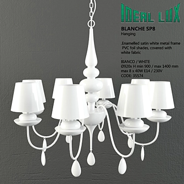 Blanche Ceiling Candelabra: Ideal Lux White Lamp 3D model image 1 