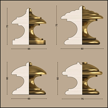 Vintage Furniture Handles Set 3D model image 1 