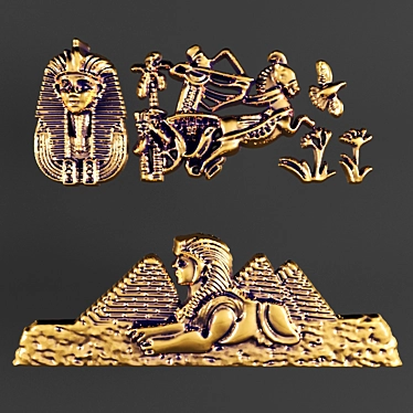 Egyptian Bas-Relief: Gold Pharaoh Decoration 3D model image 1 