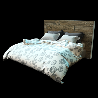 Rustic Barn Charm Double Bed 3D model image 1 