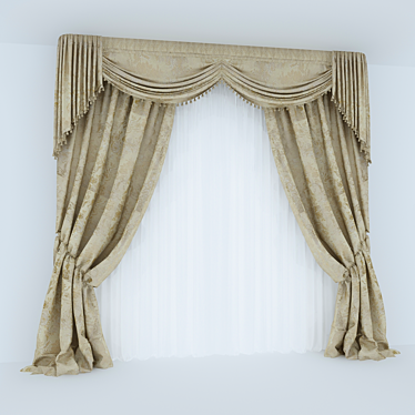 Classic Living Room Curtains  Elegant Window Covering 3D model image 1 