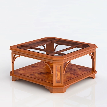 Square Wooden Coffee Table with Artistic Mobile Design 3D model image 1 