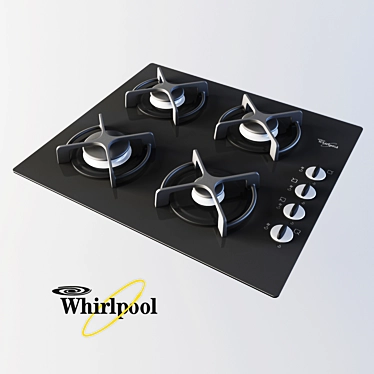 Sleek Whirlpool Gas Cooktop 3D model image 1 