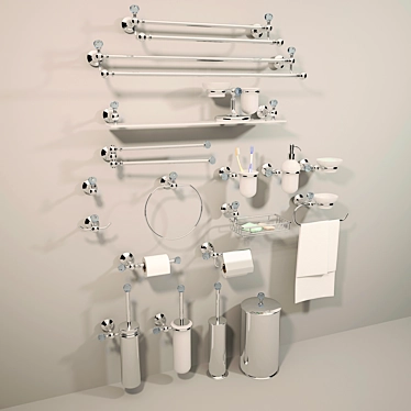 Folie: Chromed Bathroom Accessories with Swarovski Crystals 3D model image 1 