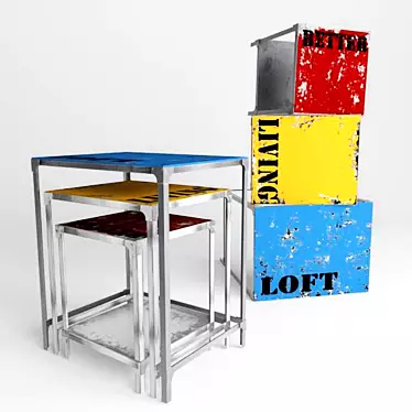 Metallic Loft Stools 3D model image 1 