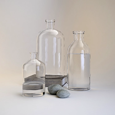 Elegant Glass Decor Bottles 3D model image 1 