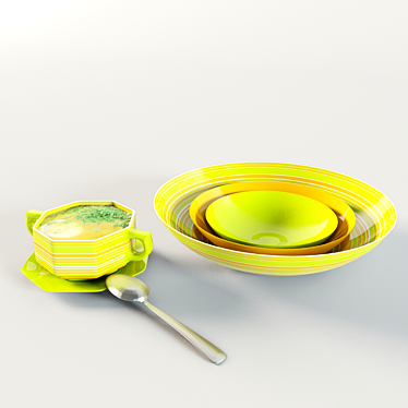 Ceramic Soup Set: Bulonnitsa and Bowls 3D model image 1 