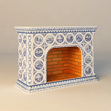 Elegant Tiled Fireplace for Electric Hearth 3D model image 1 