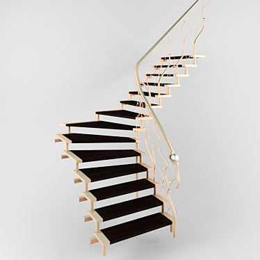 Saddle Stairs: Innovative L-Shape 3D model image 1 