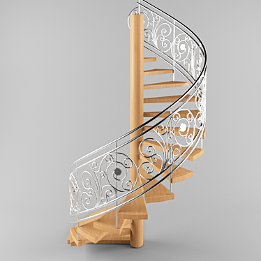 Elegant Spiral Staircase 3D model image 1 