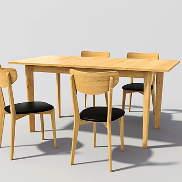 Title: Hygena Merrick Oak Table and 4 Chairs 3D model image 1 