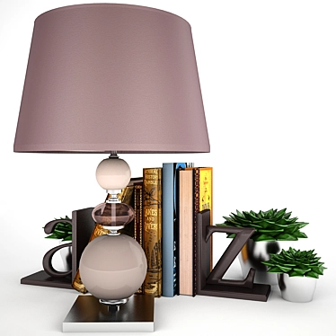 Lamp-Succulent Book Composition 3D model image 1 