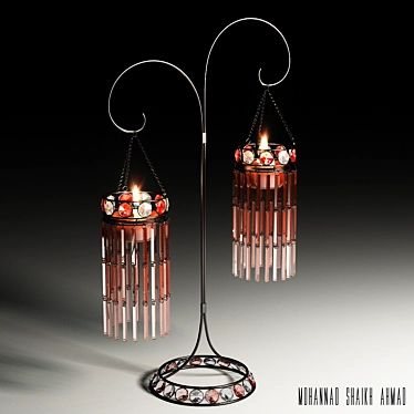 Elegant Dual Candle Table Chandelier 3D model image 1 