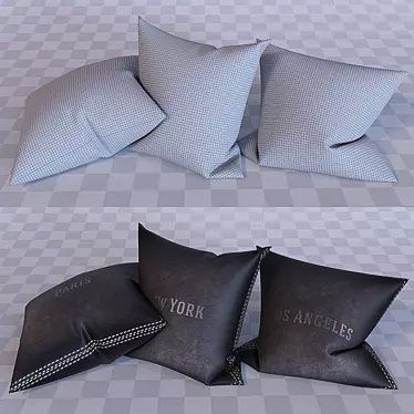Luxury Cushion Set with Texture 3D model image 1 