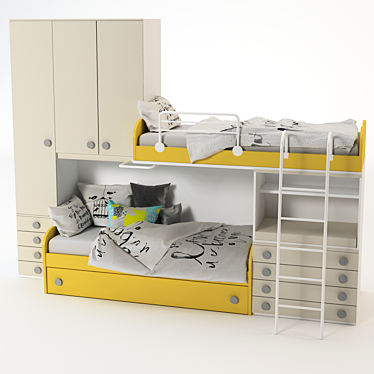 Bright Kids Bunk Bed 3D model image 1 