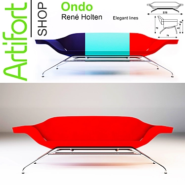 Wave-inspired Artifort Sofa: Ondo 3D model image 1 