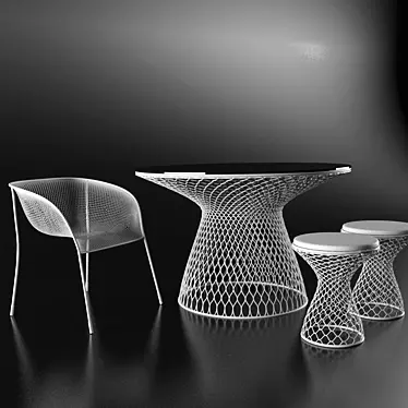 Garden Furniture Set: Table + Chairs 3D model image 1 