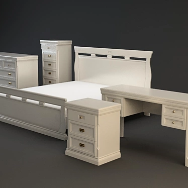 Luxury Ivory Bedroom Set 3D model image 1 