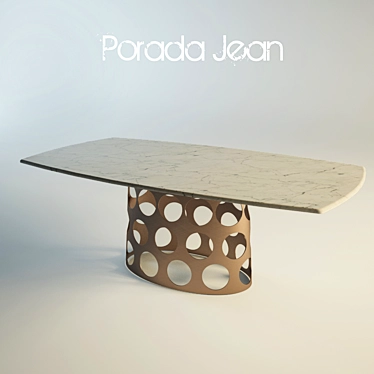 Elegant Metal-Based Dining Table 3D model image 1 