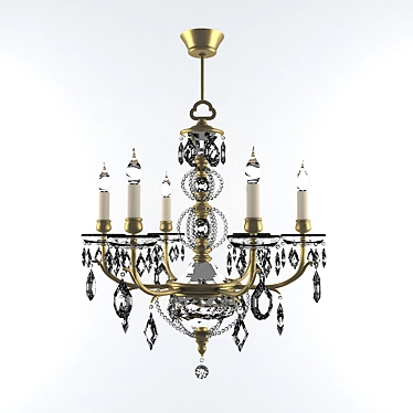 Elegant Crystal Chandelier: 120cm Height, 90cm Diameter 3D model image 1 