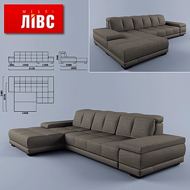 Elegant Palermo Sofa: Luxurious Comfort 3D model image 1 