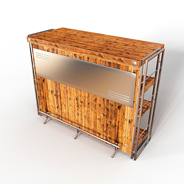 Industrial Style Acacia Wood Bar Counter 3D model image 1 