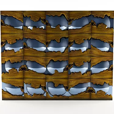 Title: Elegant Wooden Glass Panels 3D model image 1 