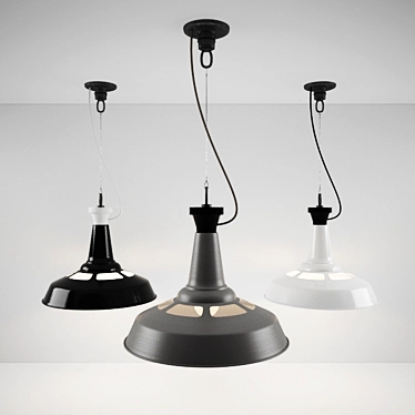 Vintage Industrial Pendant Light 3D model image 1 