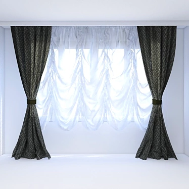 Elegant Centre Gathered Austrian Blind 3D model image 1 