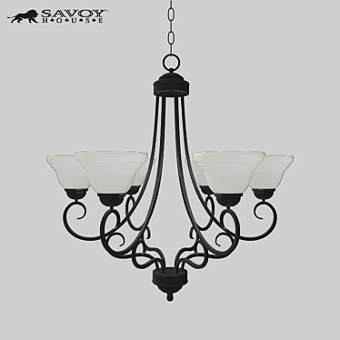 Sleek 6-Light Satin Nickel Chandelier 3D model image 1 