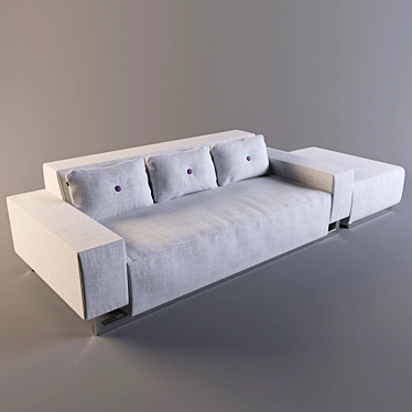 Elegant Divan Set: Sofa&Pouf 3D model image 1 