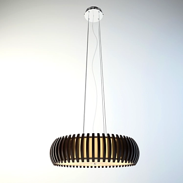 Luce Solara Chandelier - Modern Wood and Glass Lighting 3D model image 1 