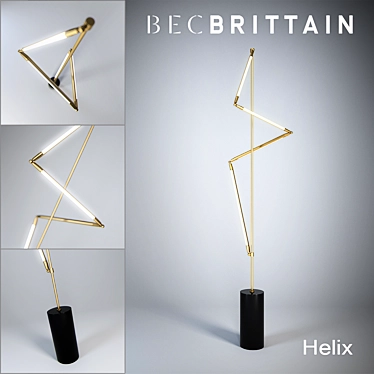 Brass Hardware Helix Floor Lamp 3D model image 1 