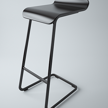 Elegant Curved Leather Stool 3D model image 1 