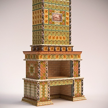 Elegant Tiled Fireplace 3D model image 1 