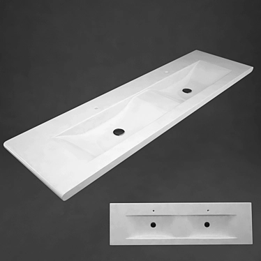 Double Drop-in Sink 3D model image 1 