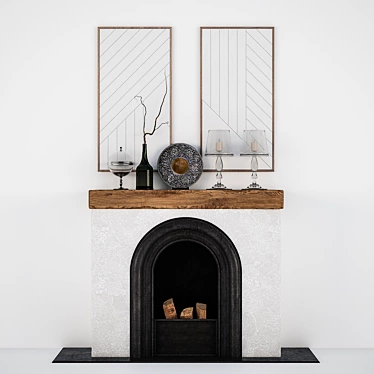 Elegant Fireplace Decor Set 3D model image 1 