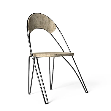 Iron Chair with Wooden Accents 3D model image 1 