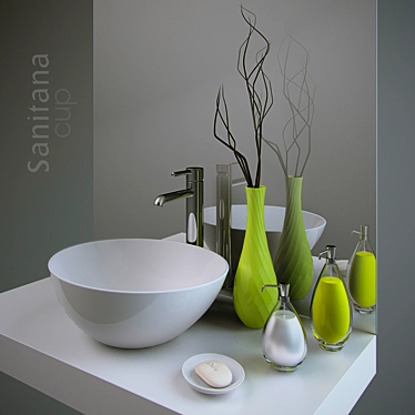 Sanitana Ceramic Basin: Stylish & Functional 3D model image 1 