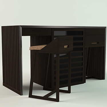 Elegant 6-Drawer Sideboard with Pull-out Chairs 3D model image 1 