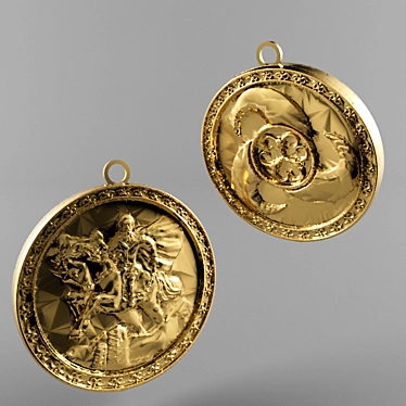 Golden Achievement Medallion 3D model image 1 