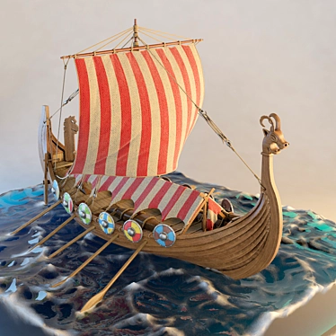 Viking Drakkar Ship Model 3D model image 1 