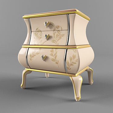 Title: Italian Classic 3-Drawer Bedside Table 3D model image 1 