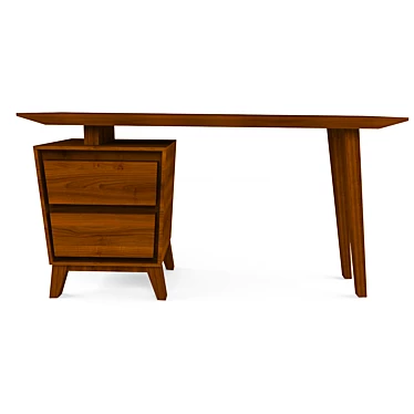 Modern Walnut Wood Desk 3D model image 1 