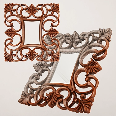 Elegant Carved Mirror Frame 3D model image 1 