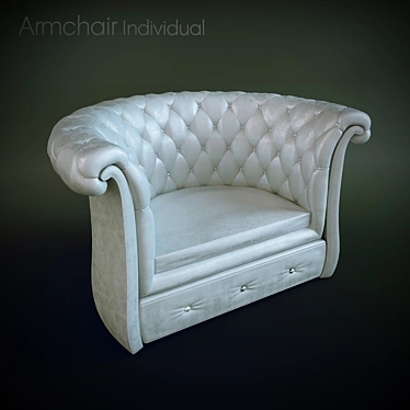 Custom White Leather Armchair 3D model image 1 