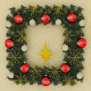Square Christmas Wreath - Unique Design 3D model image 1 