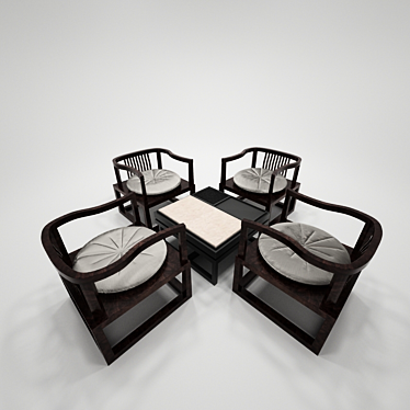 Elegant Bamboo Chinese Chair 3D model image 1 